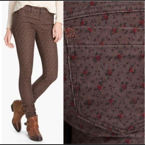 Free People New size 28 Floral Print Corduroy’s